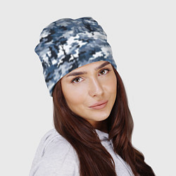 Шапка Камуфляж серо синий, цвет: 3D-принт — фото 2
