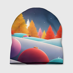 Шапка Яркие новогодние елки, цвет: 3D-принт