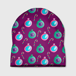 Шапка Новогодний узор с елочными игрушками