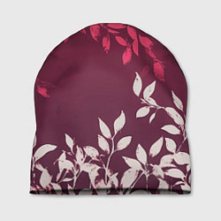 Шапка Листья на бордовом фоне - нейросеть, цвет: 3D-принт