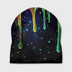 Шапка Разноцветные потеки краски, цвет: 3D-принт