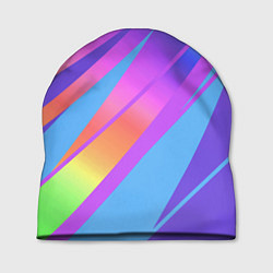 Шапка Нежный голубой с розовыми полосами, цвет: 3D-принт