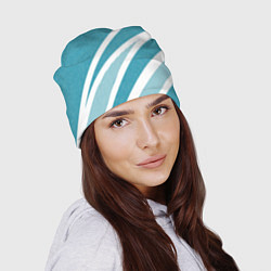 Шапка Бело-голубой абстракция с полосами, цвет: 3D-принт — фото 2