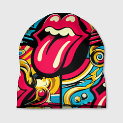 Шапка Rolling Stones logo - pop art pattern, цвет: 3D-принт