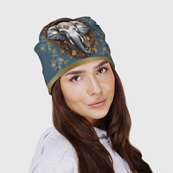 Шапка Слон лотос и золотая мандала, цвет: 3D-принт — фото 2