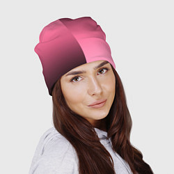 Шапка Розовый с затемнением градиент пополам, цвет: 3D-принт — фото 2