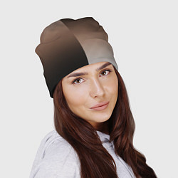 Шапка Чёрно-коричневый текстурный градиент пополам, цвет: 3D-принт — фото 2