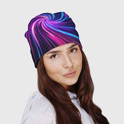 Шапка Неоновый вихрь из светящихся линий, цвет: 3D-принт — фото 2