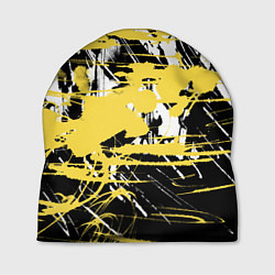 Шапка Желтая краска на черном