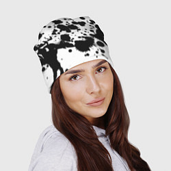 Шапка Брызги черной краски, цвет: 3D-принт — фото 2