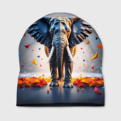 Шапка Геометрический слон и цветные полигоны