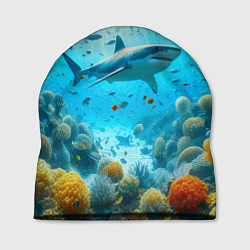 Шапка Белая акула в коралловом рифе, цвет: 3D-принт