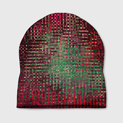 Шапка Текстурный тёмный красно-зелёный