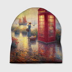 Шапка Женщина у телефонной будки на набережной, цвет: 3D-принт