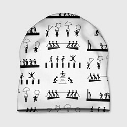 Шапка Силуэты игры в кальмара на белом фоне