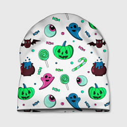 Шапка Halloween light green pumpkin - паттерн, цвет: 3D-принт