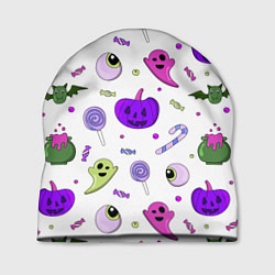 Шапка Halloween purple pumpkin pattern
