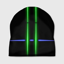 Шапка Neon black light blue green line