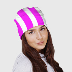 Шапка Color white pink line, цвет: 3D-принт — фото 2