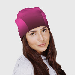 Шапка Малиновый градиент комбинированный узор, цвет: 3D-принт — фото 2