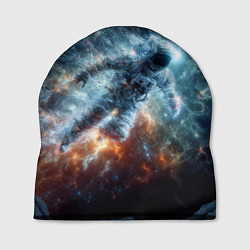 Шапка Космонавт парит в космосе среди звезд