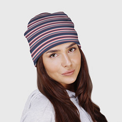 Шапка Полосы сине-кораловые, цвет: 3D-принт — фото 2