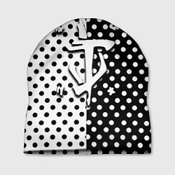 Шапка Doom точки черно белые