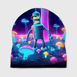 Шапка Робот-сгибальщик Бендер на поляне неоновых грибов, цвет: 3D-принт