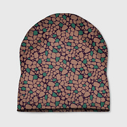 Шапка Мелкий мозаичный коричневый зеленый узор хакки