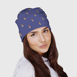 Шапка Клевая птица удод на фиолетовом фоне, цвет: 3D-принт — фото 2