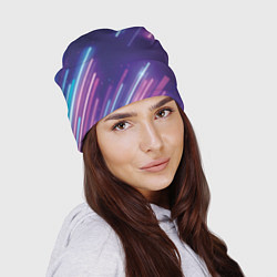 Шапка Абстракция бело синие красные полосы, цвет: 3D-принт — фото 2