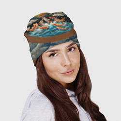 Шапка Большие золотистые рыбы выпрыгивают из воды, цвет: 3D-принт — фото 2