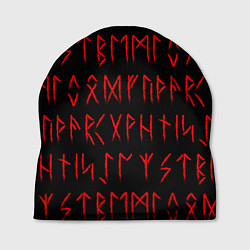 Шапка Красные символы древних рун крупные - паттерн