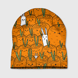 Шапка Милый кролики в морковном поле, цвет: 3D-принт