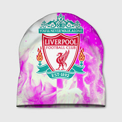 Шапка Ливерпуль розово белый огонь, цвет: 3D-принт
