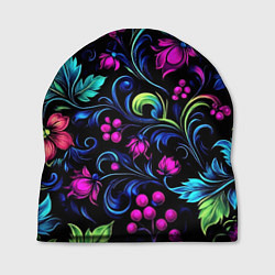 Шапка Неоновая хохлома цветочная фантазия