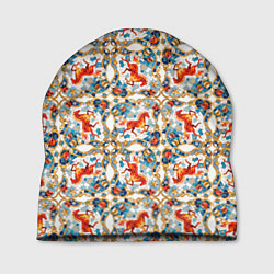 Шапка Орнамент с лошадью - символом Нового 2026 года, цвет: 3D-принт