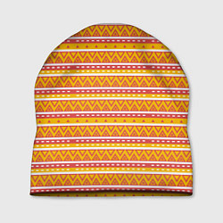 Шапка Этнические треугольники паттерн желтый с розовым, цвет: 3D-принт
