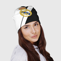 Шапка Реал Мадрид черно белые полосы, цвет: 3D-принт — фото 2