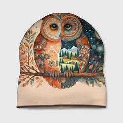 Шапка Сова разделенная на день и ночь абстракция, цвет: 3D-принт