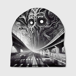 Шапка Art skull in metropolis - ai art fantasy