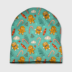 Шапка Новогодний паттерн печенье с конфетами