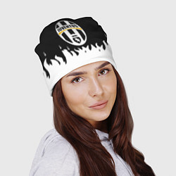 Шапка Ювентус белый огонь текстура, цвет: 3D-принт — фото 2