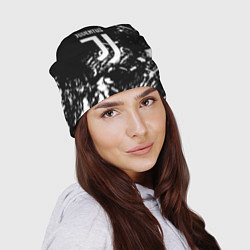 Шапка Juventus белые штрихи красок, цвет: 3D-принт — фото 2