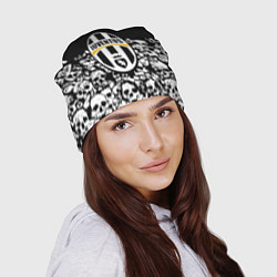 Шапка Ювентус черно белые черепа, цвет: 3D-принт — фото 2