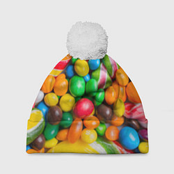 Шапка с помпоном Сладкие конфетки, цвет: 3D-белый