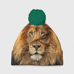 Шапка с помпоном Красавец лев, цвет: 3D-зеленый
