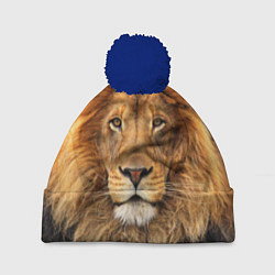 Шапка с помпоном Красавец лев, цвет: 3D-тёмно-синий