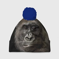 Шапка с помпоном Глаза гориллы, цвет: 3D-тёмно-синий