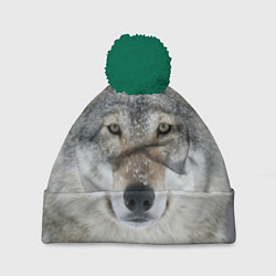 Шапка с помпоном Милый волк, цвет: 3D-зеленый
